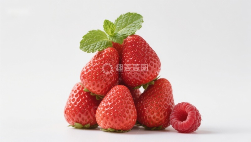 高清大图下载【趣麦麦图】新鲜草莓与覆盆子堆叠