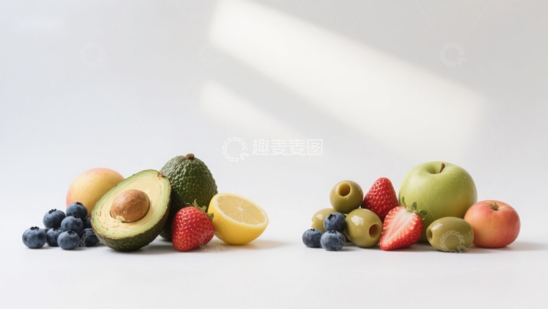 高清大图下载【趣麦麦图】新鲜水果与橄榄的静物组合