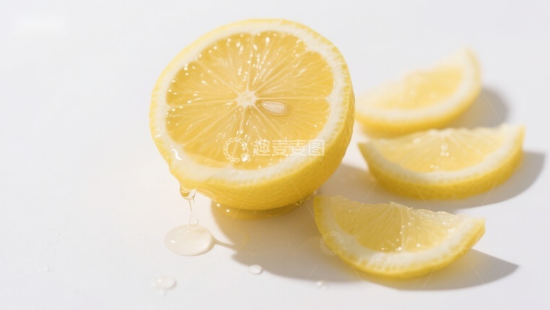 高清大图下载【趣麦麦图】新鲜柠檬切片与汁液滴落