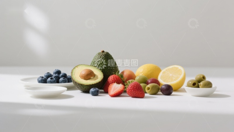 高清大图下载【趣麦麦图】新鲜水果与坚果的静物组合