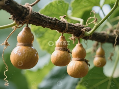 藤蔓上悬挂的葫芦果实