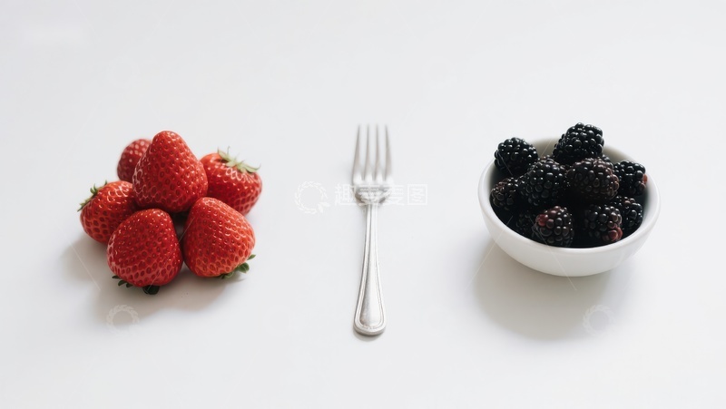 高清大图下载【趣麦麦图】草莓与黑莓的静物对比