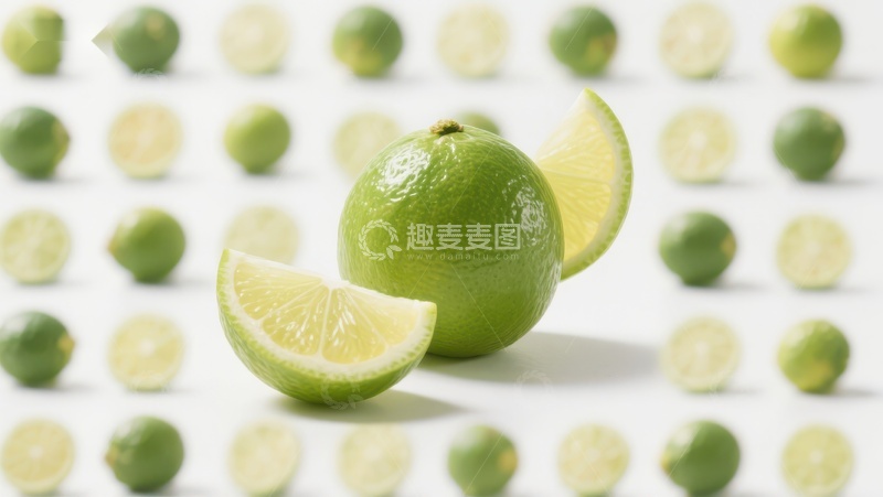 高清大图下载【趣麦麦图】新鲜青柠切片展示