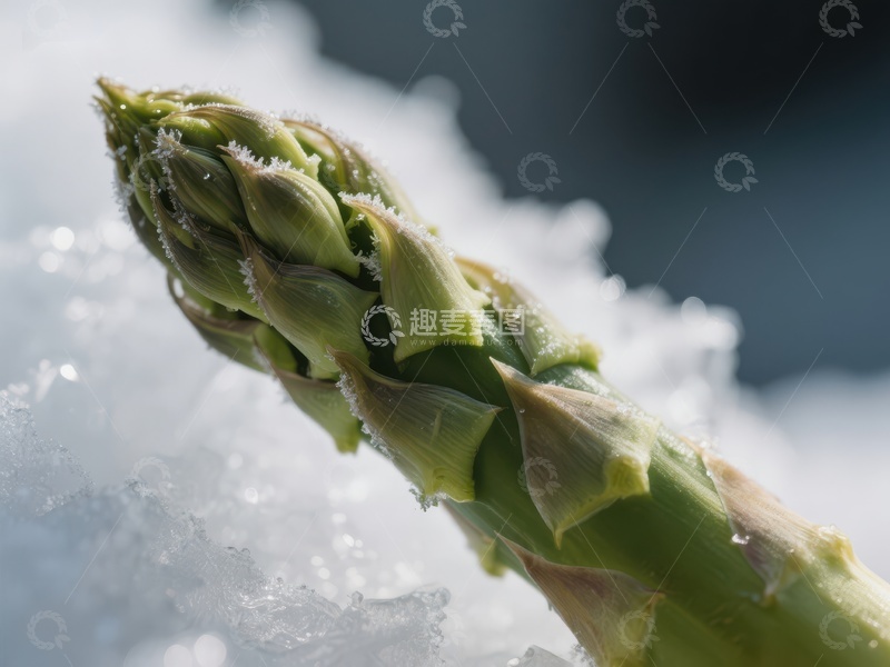 高清大图下载【趣麦麦图】雪中嫩绿芦笋特写