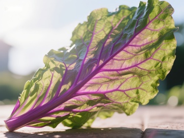 紫脉绿叶蔬菜特写