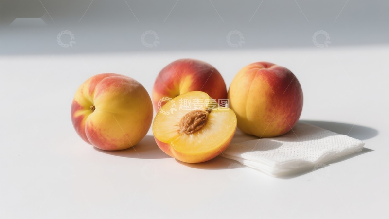 高清大图下载【趣麦麦图】新鲜桃子与切片展示