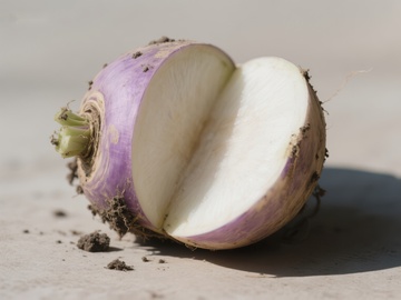 切开的紫色萝卜，展示内部纹理
