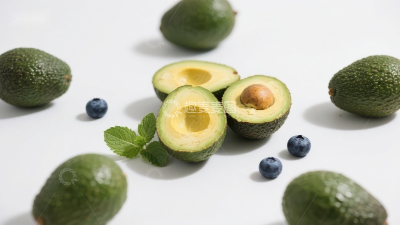 高清大图下载【趣麦麦图】新鲜牛油果与蓝莓的健康组合