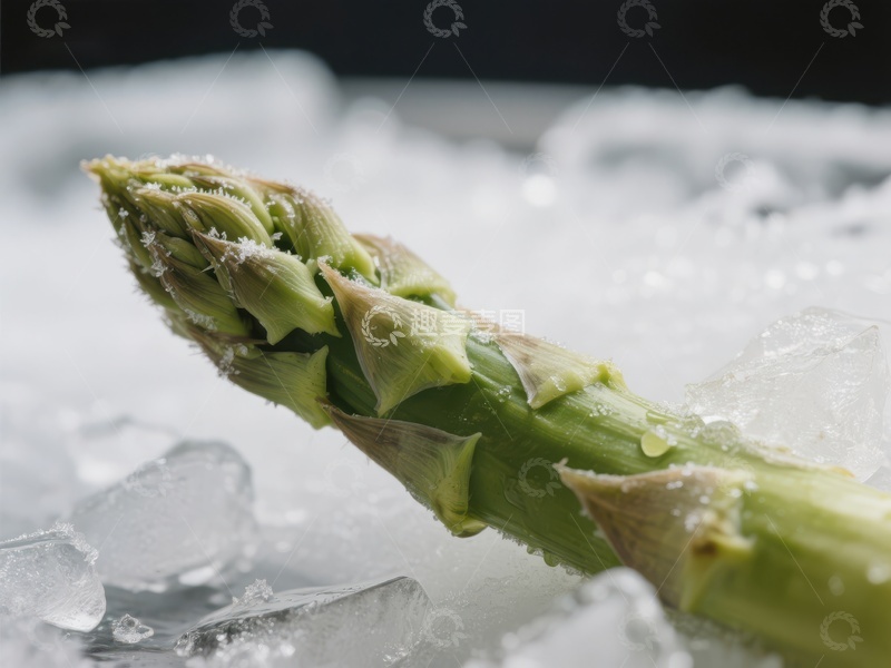 高清大图下载【趣麦麦图】冰块上的新鲜芦笋