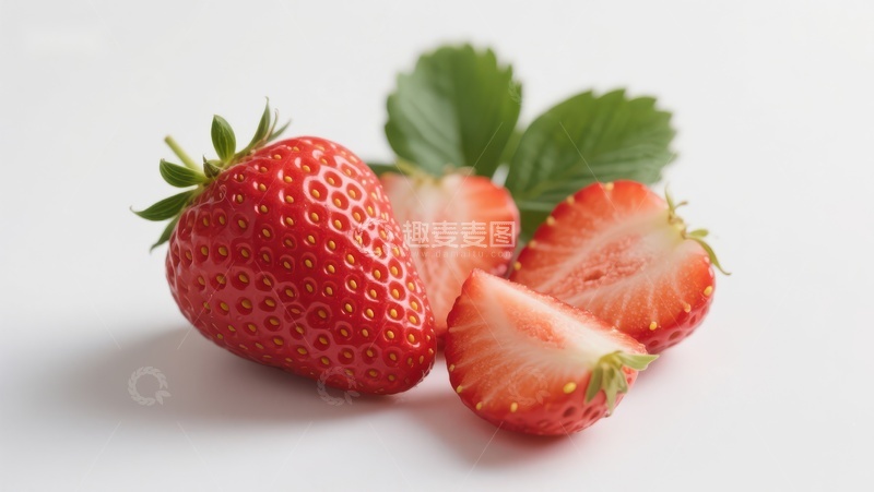 高清大图下载【趣麦麦图】新鲜草莓与切片展示