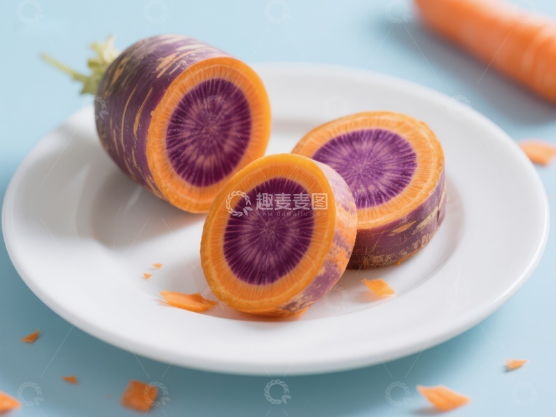 高清大图下载【趣麦麦图】紫色胡萝卜切片展示