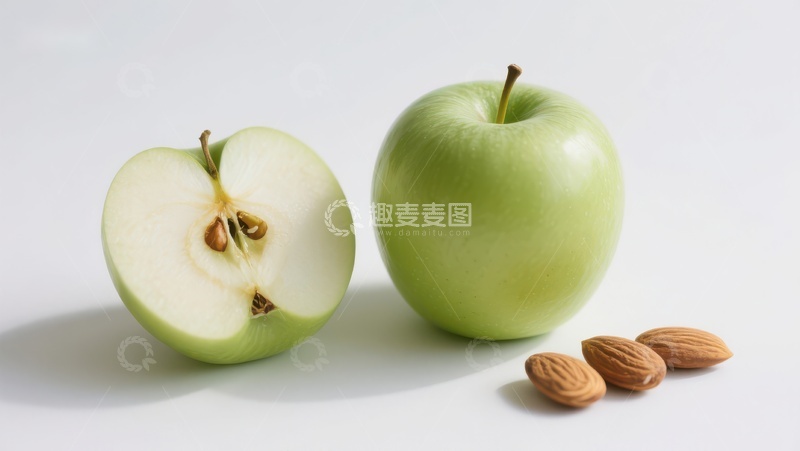 高清大图下载【趣麦麦图】青苹果与杏仁的健康组合