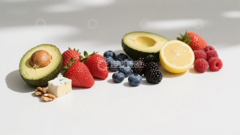 高清大图下载【趣麦麦图】新鲜水果与坚果的健康组合