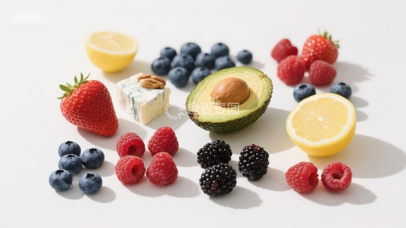 高清大图下载【趣麦麦图】新鲜水果与奶酪的健康组合