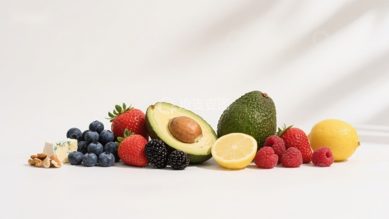 高清大图下载【趣麦麦图】新鲜水果与坚果的健康组合