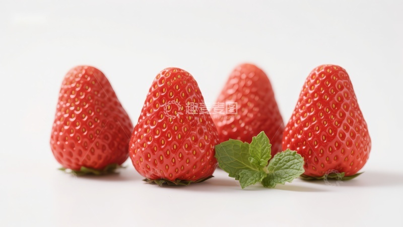 高清大图下载【趣麦麦图】新鲜草莓与薄荷叶
