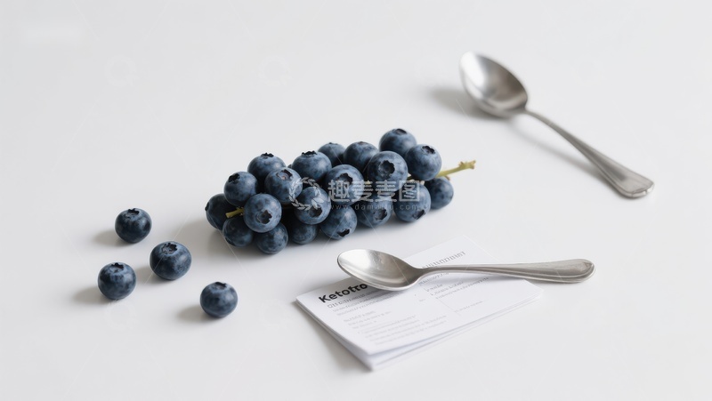 高清大图下载【趣麦麦图】蓝莓与勺子的静物组合