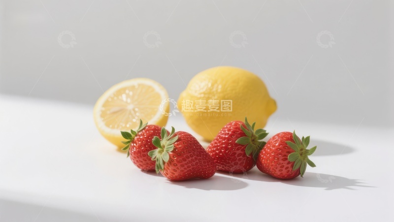 高清大图下载【趣麦麦图】柠檬与草莓的清新组合