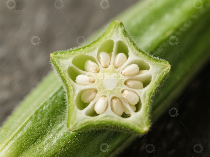 高清大图下载【趣麦麦图】切开的秋葵展示星形内部结构