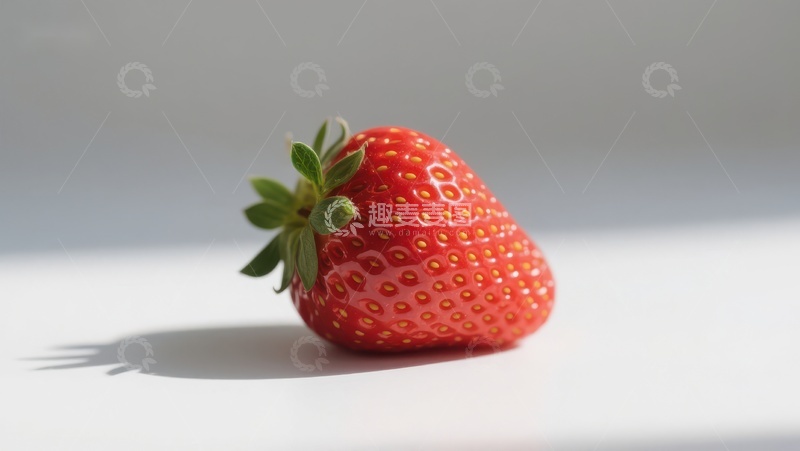 高清大图下载【趣麦麦图】新鲜草莓静置于白色背景