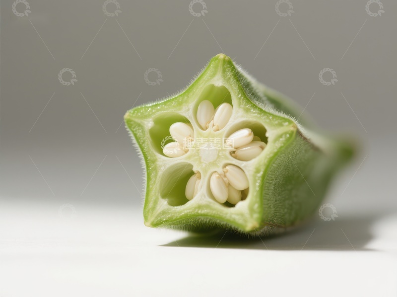 高清大图下载【趣麦麦图】切开的秋葵展示内部种子