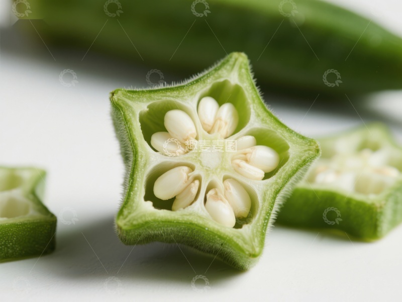 高清大图下载【趣麦麦图】切片秋葵的内部结构