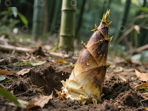 竹笋破土而出，生机勃勃