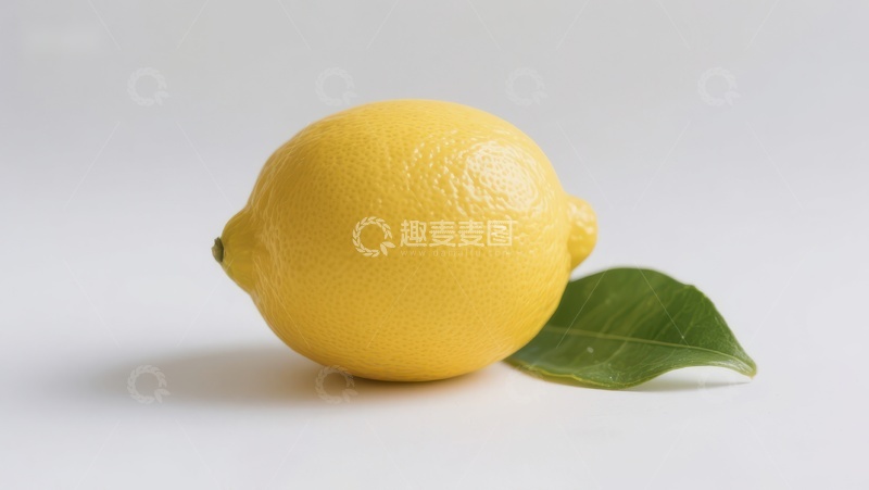 高清大图下载【趣麦麦图】新鲜柠檬与绿叶的简洁展示
