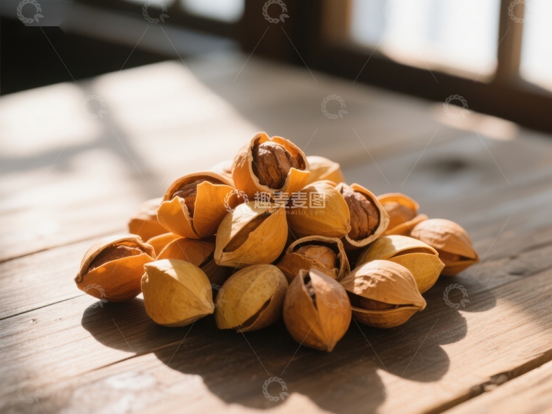高清大图下载【趣麦麦图】阳光下的坚果堆