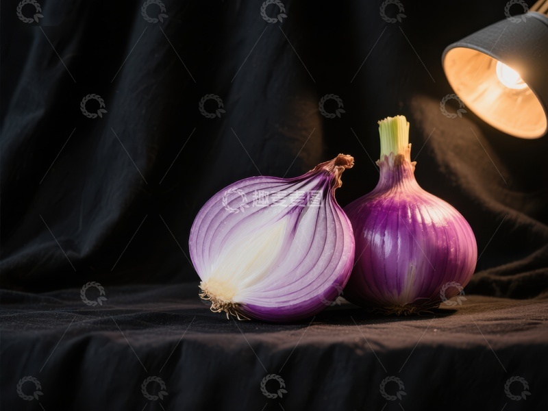 高清大图下载【趣麦麦图】紫洋葱在灯光下的静物摄影