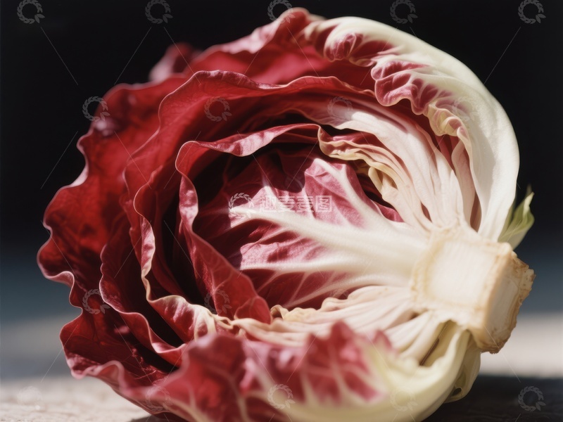 高清大图下载【趣麦麦图】新鲜红叶生菜的特写