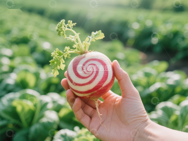 高清大图下载【趣麦麦图】手握螺旋纹萝卜，田园风光