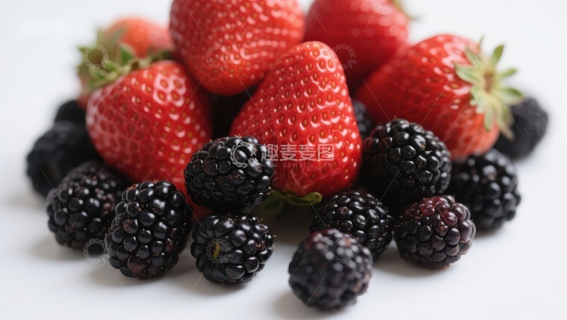 高清大图下载【趣麦麦图】新鲜草莓与黑莓的组合