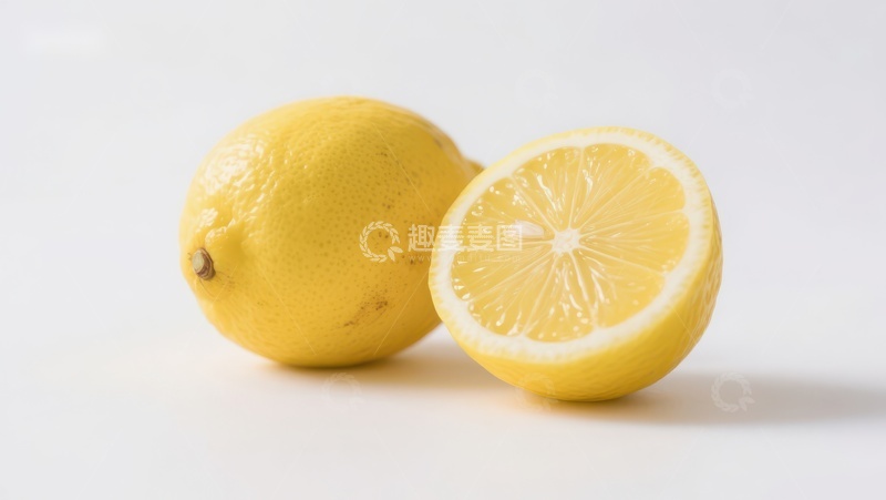 高清大图下载【趣麦麦图】新鲜柠檬，一半切开展示