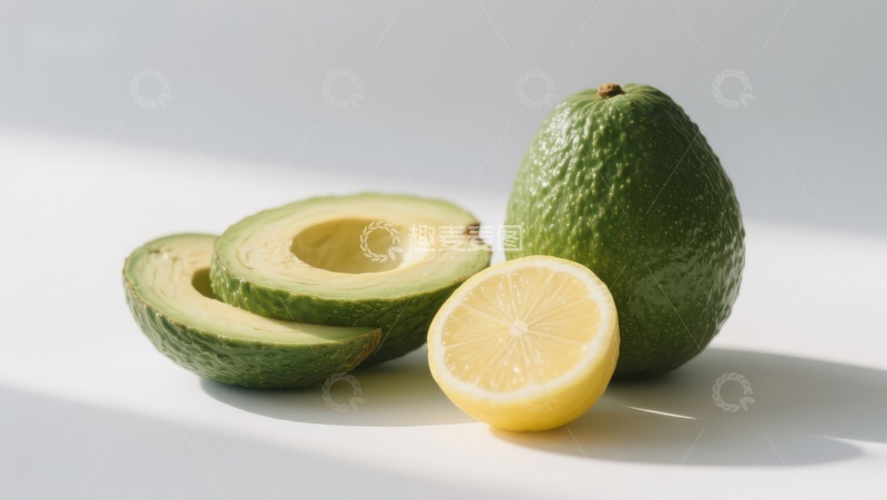 高清大图下载【趣麦麦图】新鲜牛油果与柠檬切片