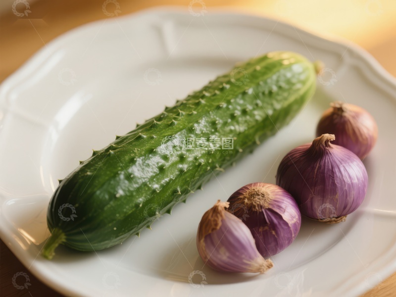 高清大图下载【趣麦麦图】盘中的黄瓜与洋葱