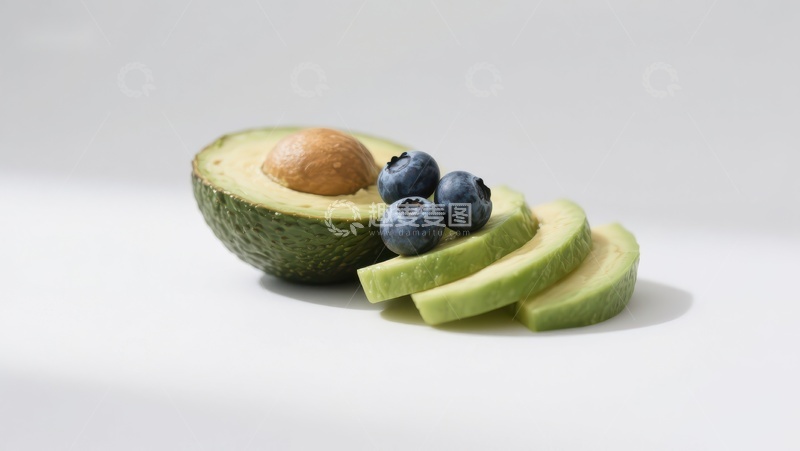 高清大图下载【趣麦麦图】切片牛油果与蓝莓