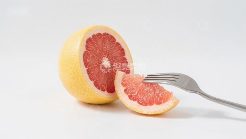 高清大图下载【趣麦麦图】切开的葡萄柚与叉子