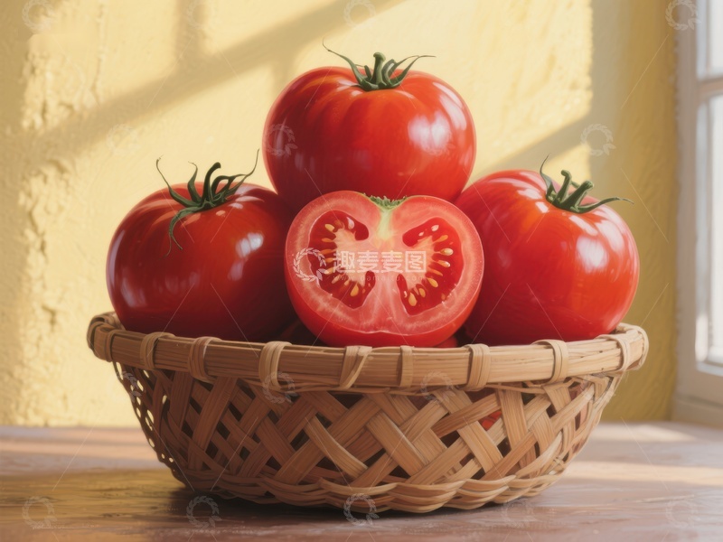高清大图下载【趣麦麦图】篮子里的鲜红番茄