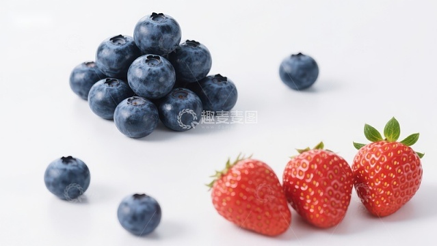蓝莓与草莓的清新对比