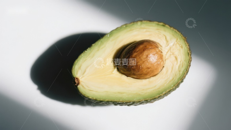 高清大图下载【趣麦麦图】切开的牛油果，展示果核