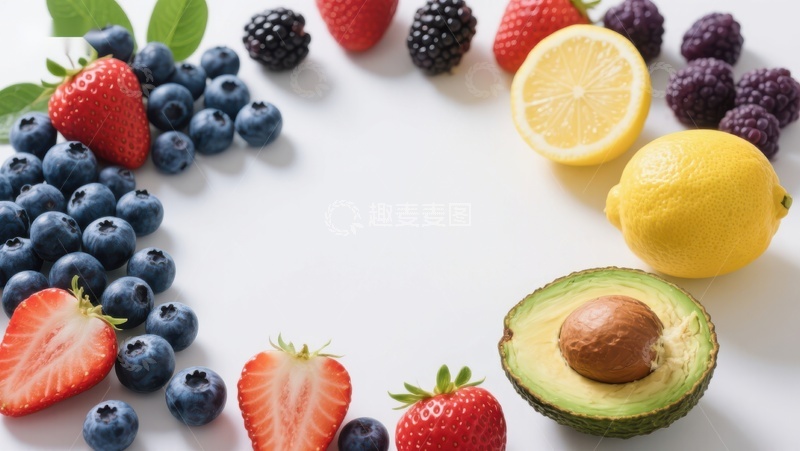 高清大图下载【趣麦麦图】新鲜水果围成的圆形图案