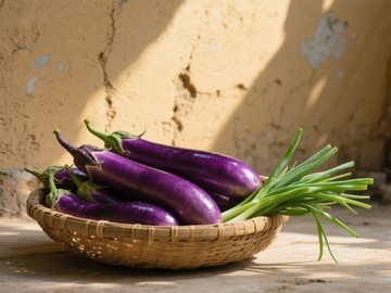 篮子里的茄子和青葱