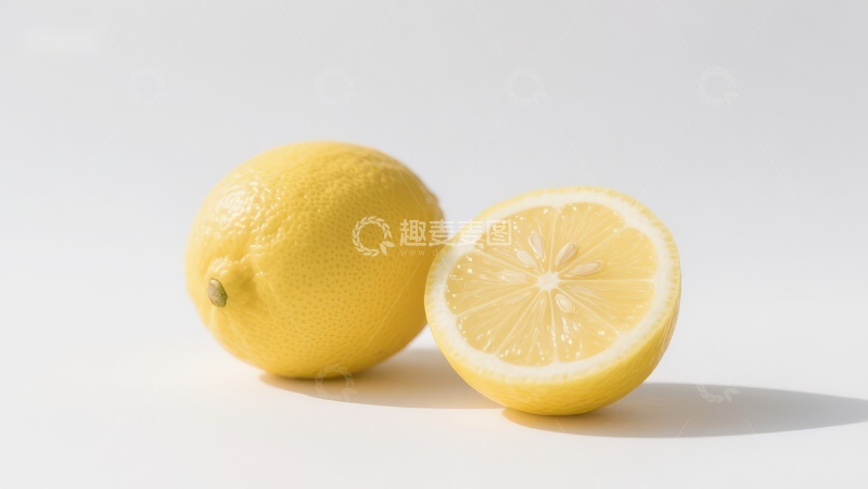 高清大图下载【趣麦麦图】新鲜柠檬，一半切开展示