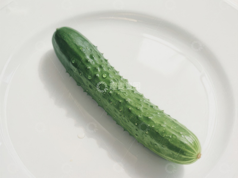 高清大图下载【趣麦麦图】新鲜黄瓜置于白色盘中