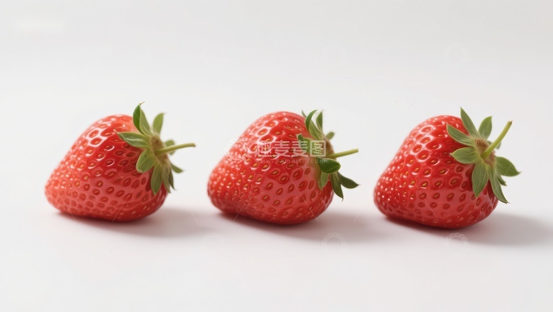 高清大图下载【趣麦麦图】三颗草莓并排摆放
