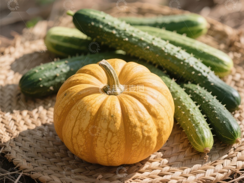高清大图下载【趣麦麦图】南瓜与黄瓜的自然组合