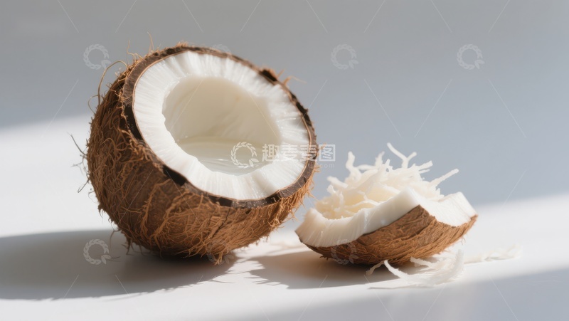 高清大图下载【趣麦麦图】新鲜椰子半剖展示