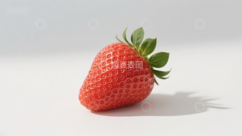 高清大图下载【趣麦麦图】新鲜草莓静置于白色背景