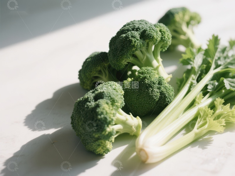 高清大图下载【趣麦麦图】新鲜西兰花与芹菜的组合